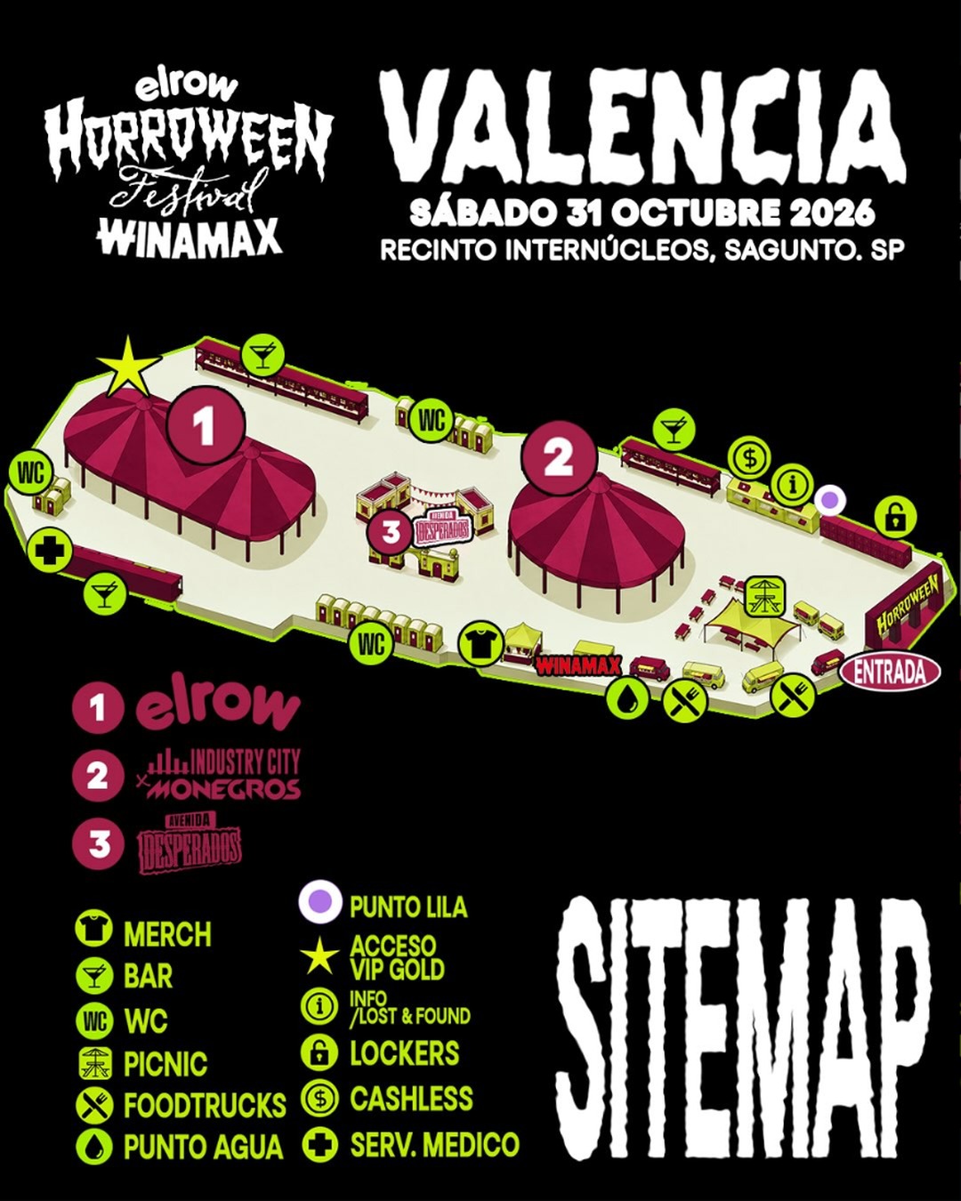 Sitemap oficial de elrow Horroween Festival Valencia 2026
